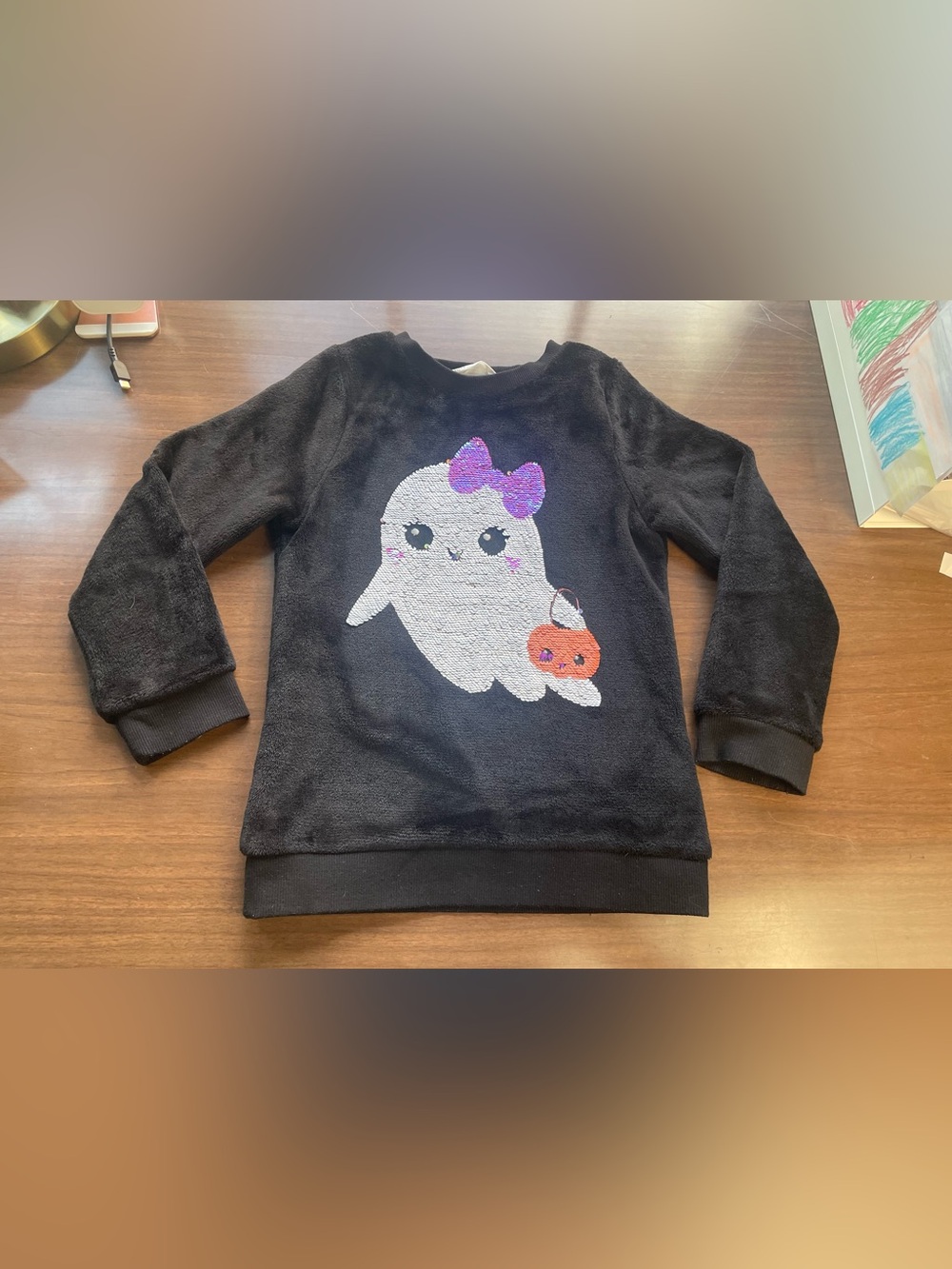 H&M Black Kids' Sequin Ghost Sweatshirt